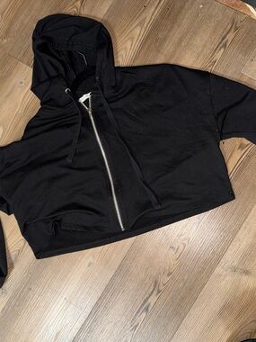 Active USA Black Hooded Zip Sweater